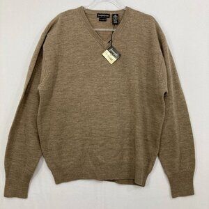 New Joseph & Lyman Men's size XL Light Brown 100% Lambswool V Neck Sweater
